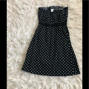 Strapless black and white polka dot dress sz S